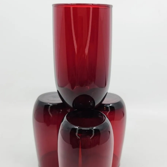 4 Vtg Anchor Hocking Royal Ruby Red Roly Poly Hand-Blown Tumbler Glasses - 8 oz - Picture 5 of 9